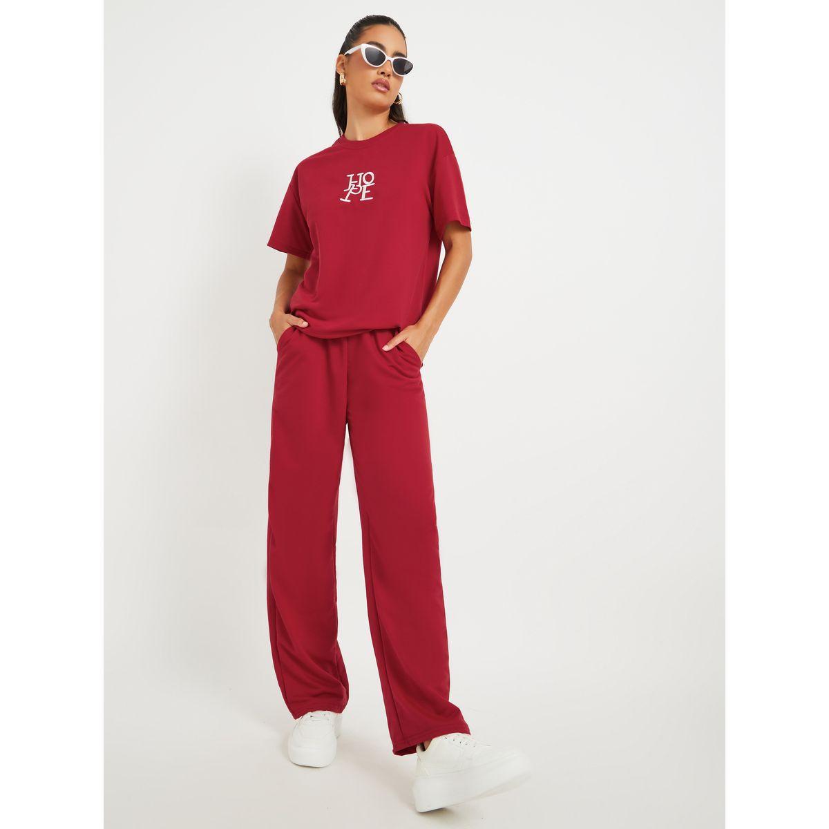 Styli Embroidered Round Neck T-Shirt and Pants Co-Ords-women-clothing-coordsets-image-1