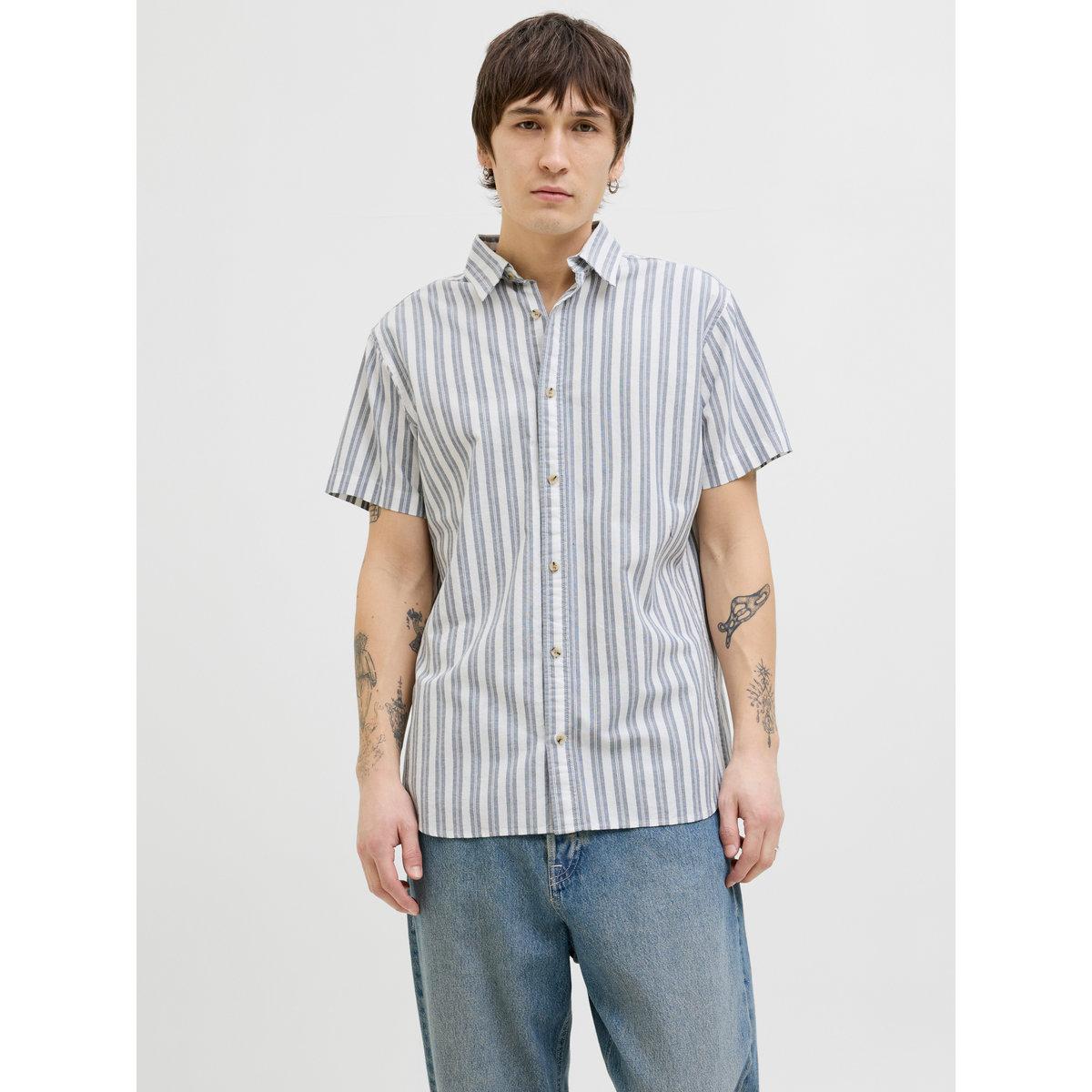 Jack & Jones Striped Spread Collar Regular Fit Shirt-men-clothing-shirts-image-1