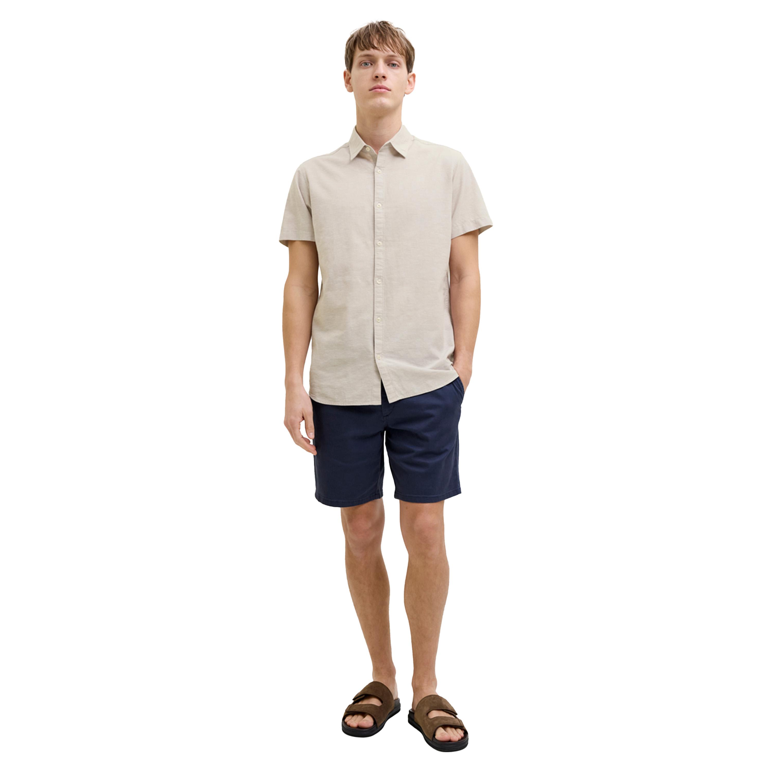 ريبيل × ستايلي - قميص سادة بأكمام قصيرة وقصة عادية-men-clothing-shirts-image-4