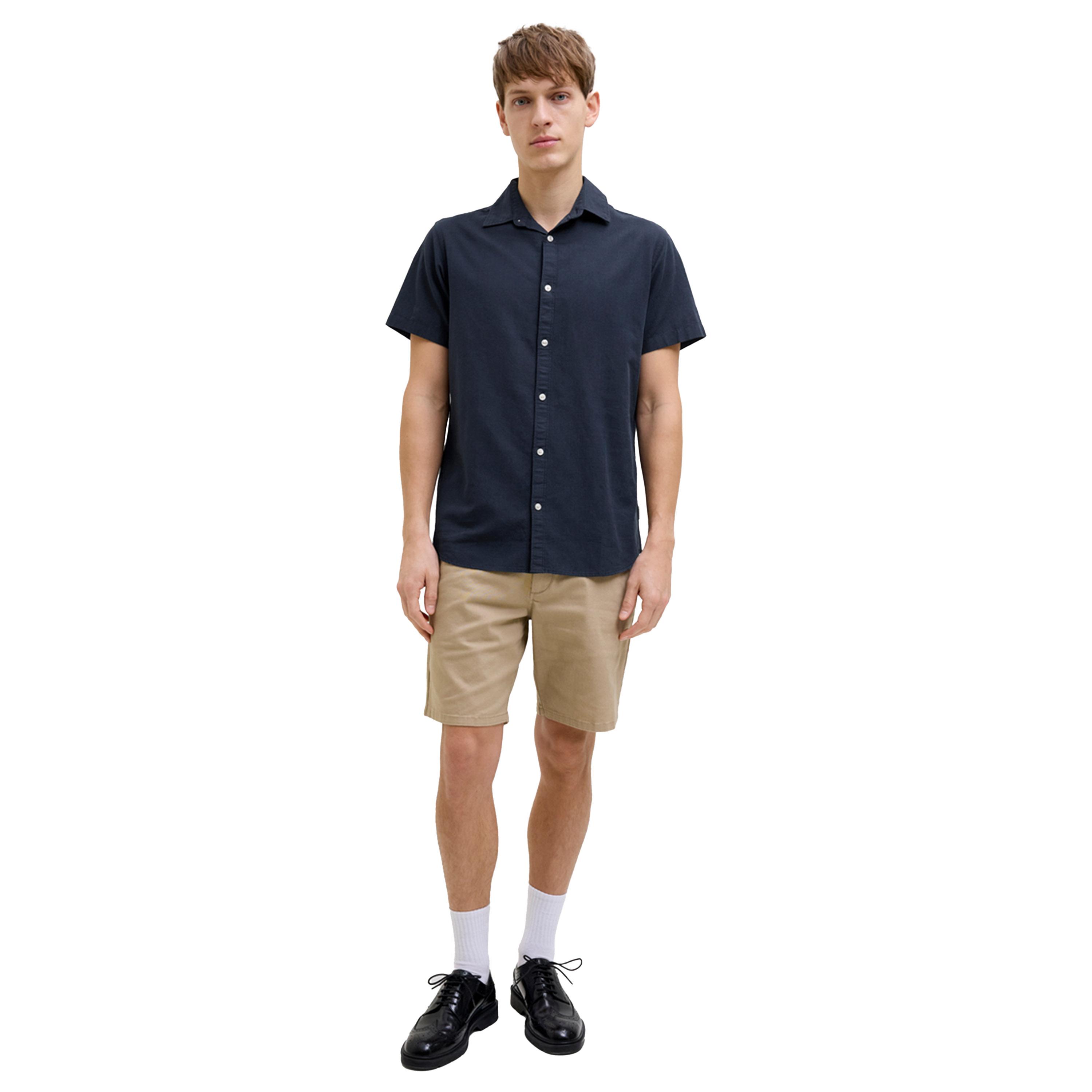 ريبيل × ستايلي - قميص سادة بأكمام قصيرة وقصة عادية-men-clothing-shirts-image-3