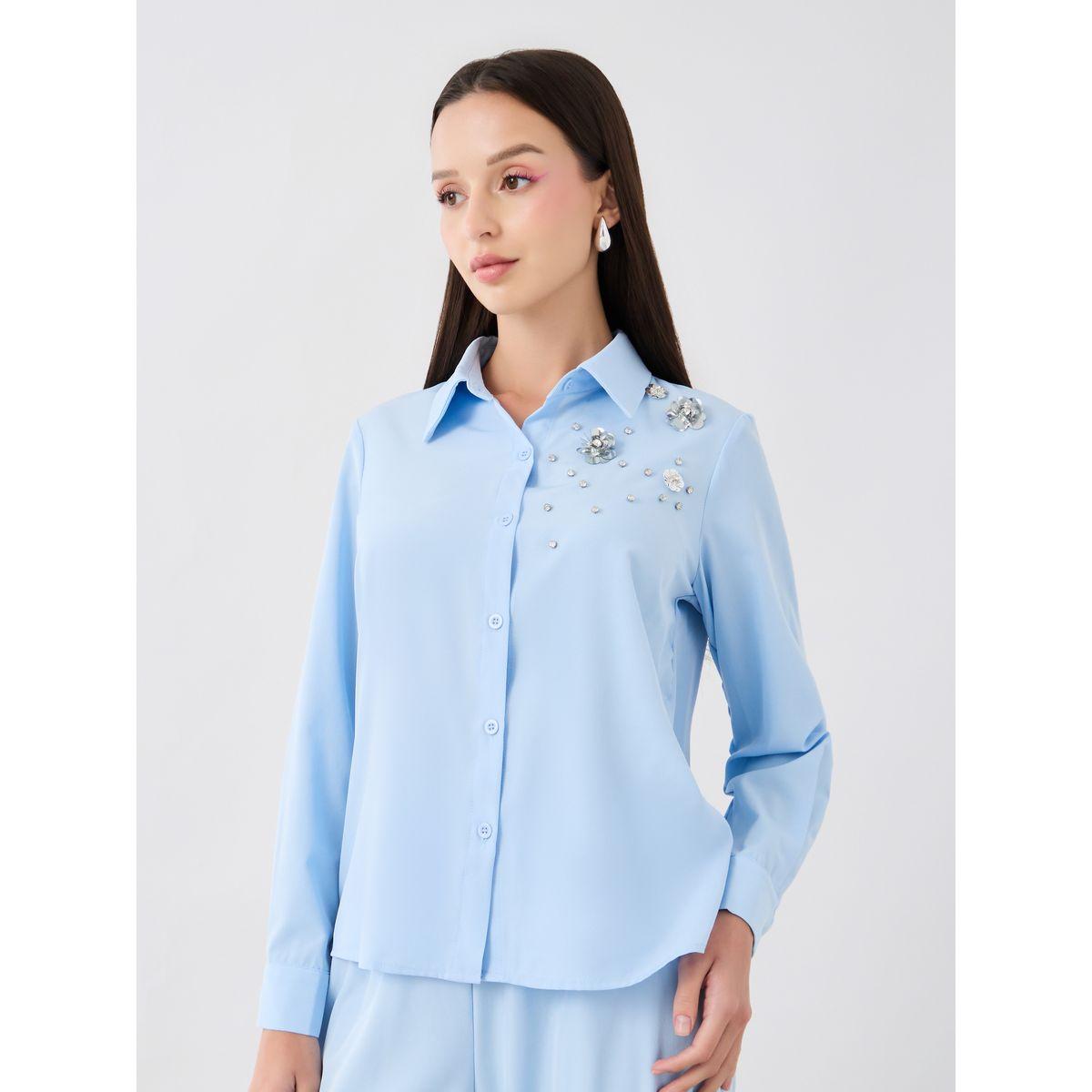 طقم منسق من بنطال وبلوزة بأكمام طويلة-women-clothing-coordsets-image-2