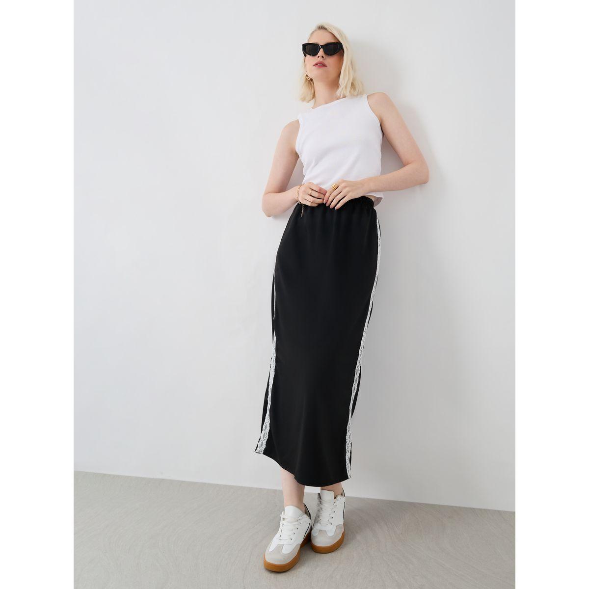 Styli Side Lace Detail Straight Fit Midi Skirt-women-clothing-bottoms-skirts-image-1
