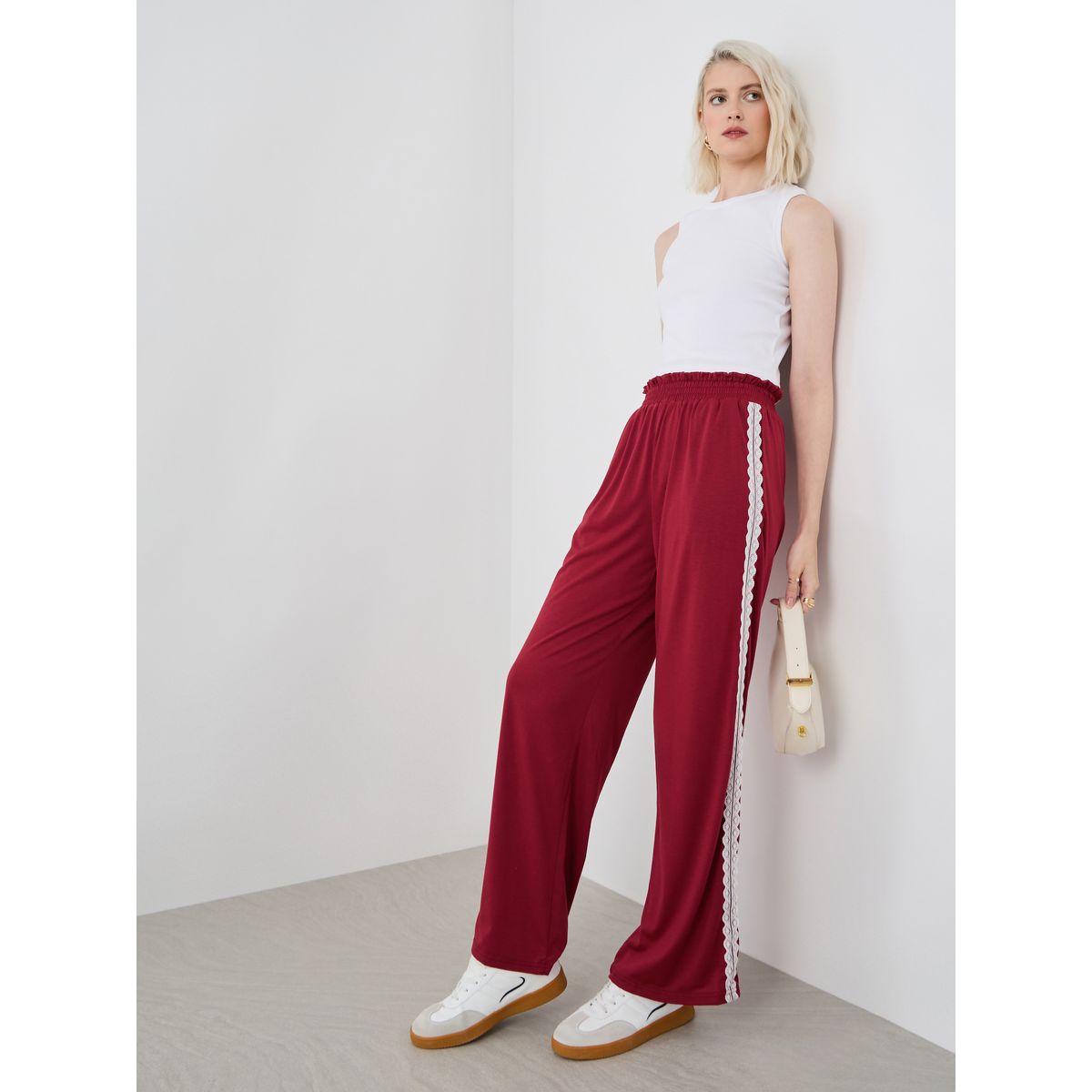 بنطال بأرجل واسعة وتفاصيل دانتيل-women-clothing-bottoms-trousers-image-1