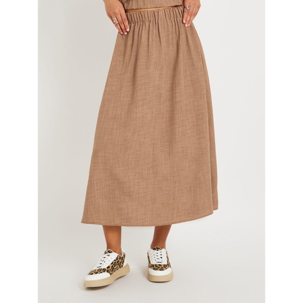 Styli Solid Short Sleeve Top and Midi Skirt Co-Ords-women-clothing-coordsets-image-4
