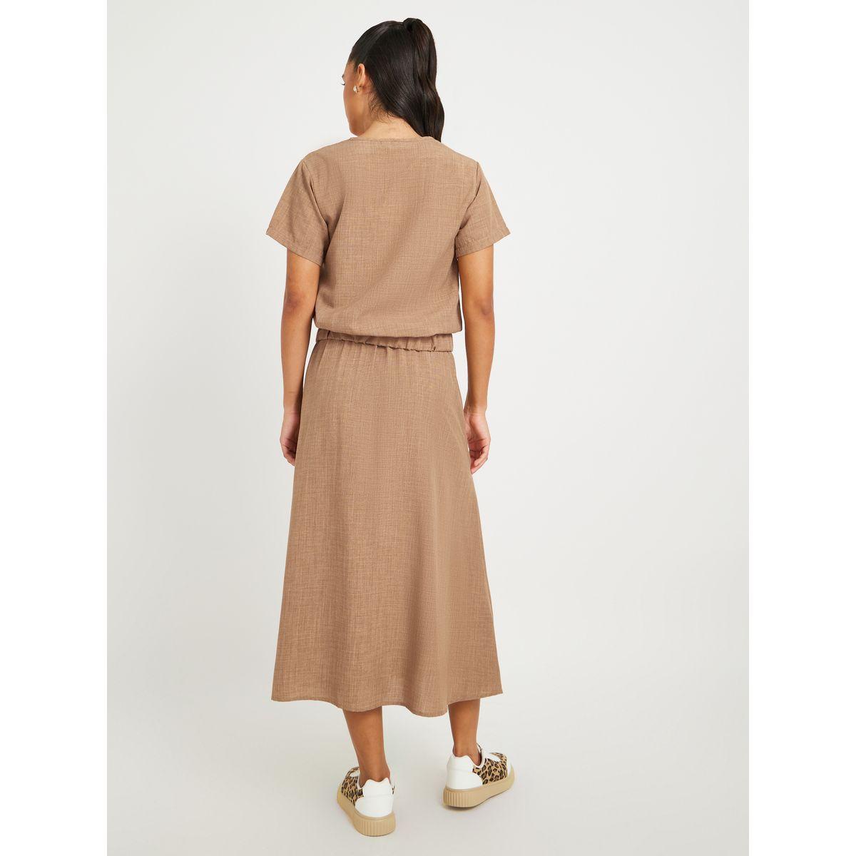 Styli Solid Short Sleeve Top and Midi Skirt Co-Ords-women-clothing-coordsets-image-5