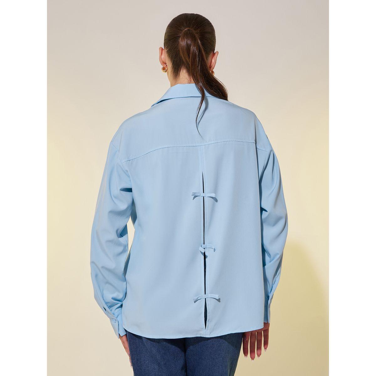Styli Solid Spread Collar Oversized Shirt-women-clothing-shirtsandblouses-shirts-image-4