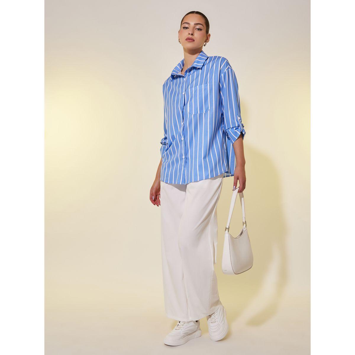 Styli Striped Spread Collar Oversized Shirt-women-clothing-shirtsandblouses-shirts-image-3