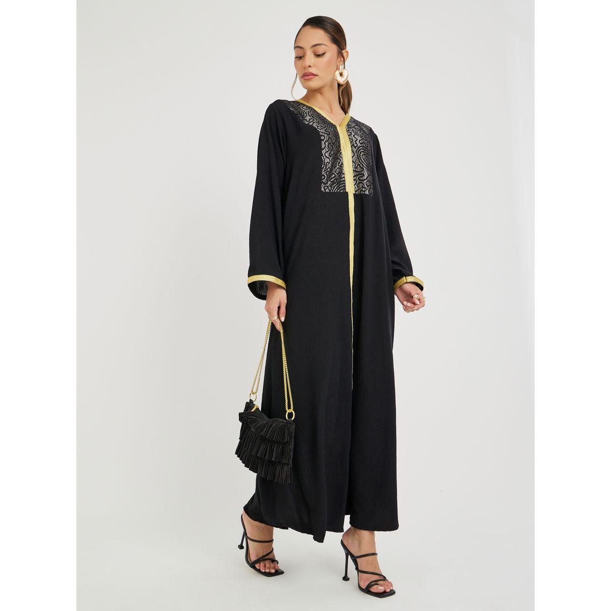 جلابية بطبعة فويل وتفاصيل دانتيل-women-arabicclothing-jalabiyas-image-1