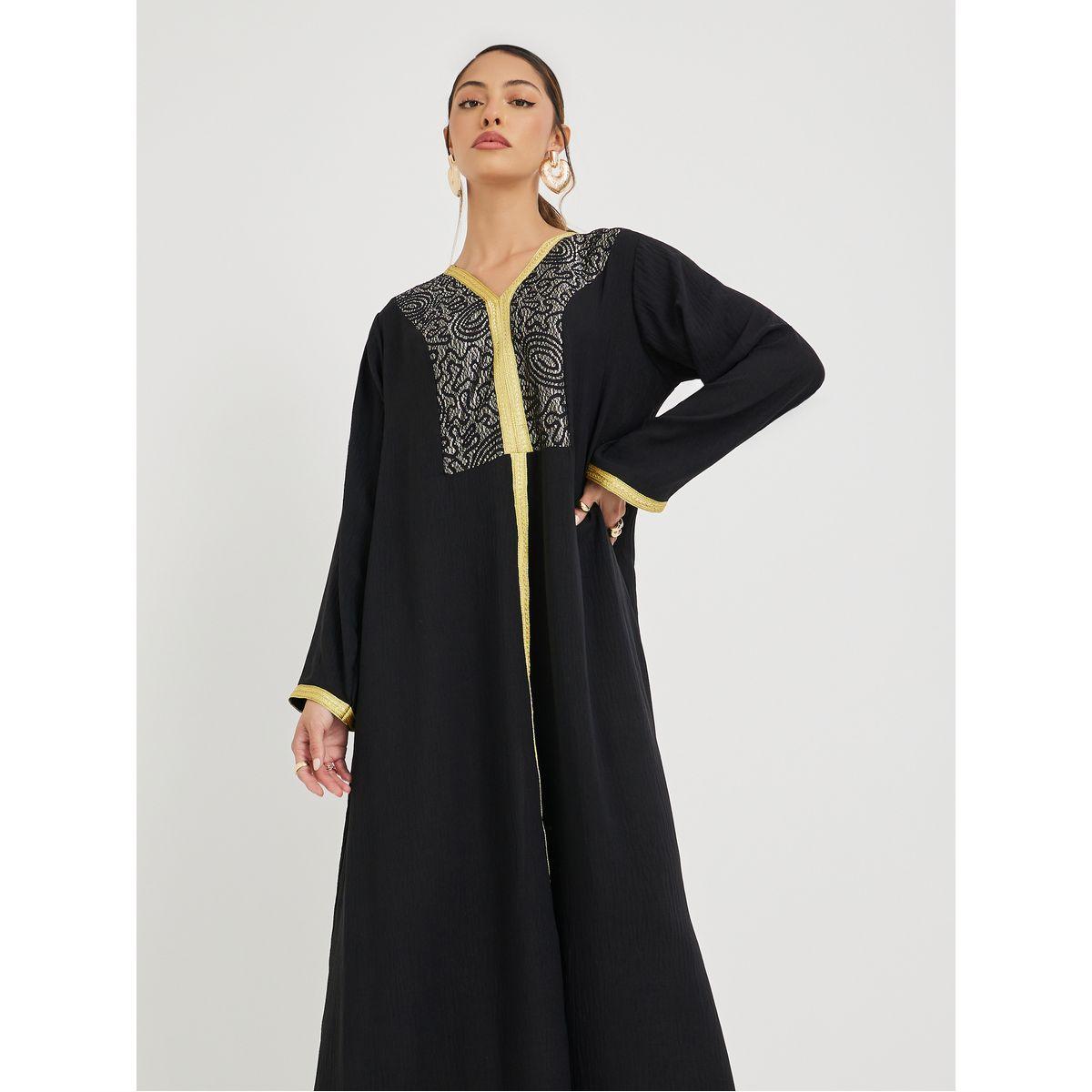 جلابية بطبعة فويل وتفاصيل دانتيل-women-arabicclothing-jalabiyas-image-2