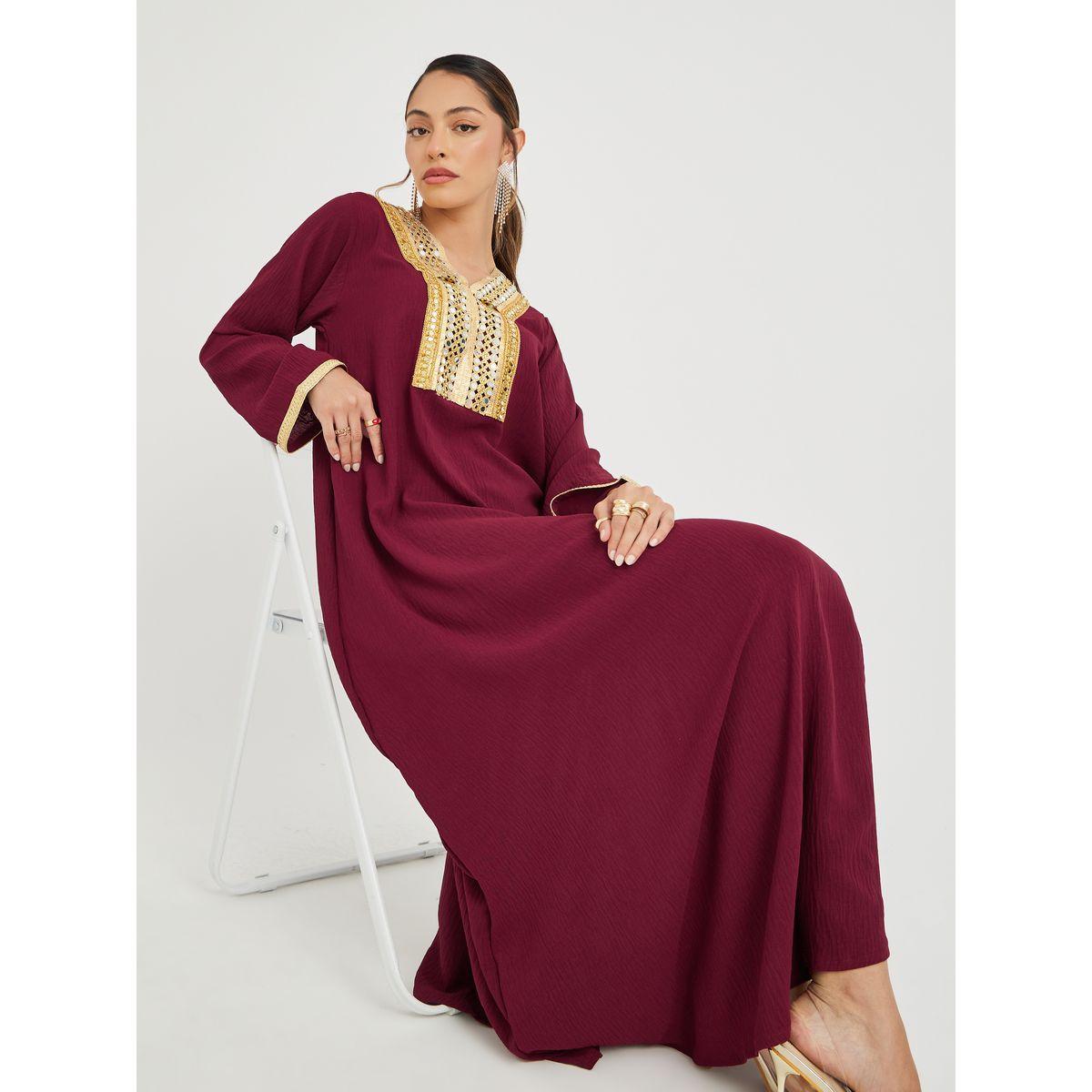 جلابية طويلة بتفاصيل دانتيل-women-arabicclothing-jalabiyas-image-1