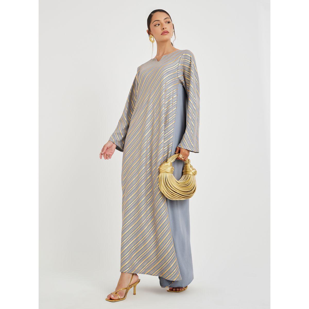 جلابية بطبعة فويل وياقة نوتش-women-arabicclothing-jalabiyas-image-2