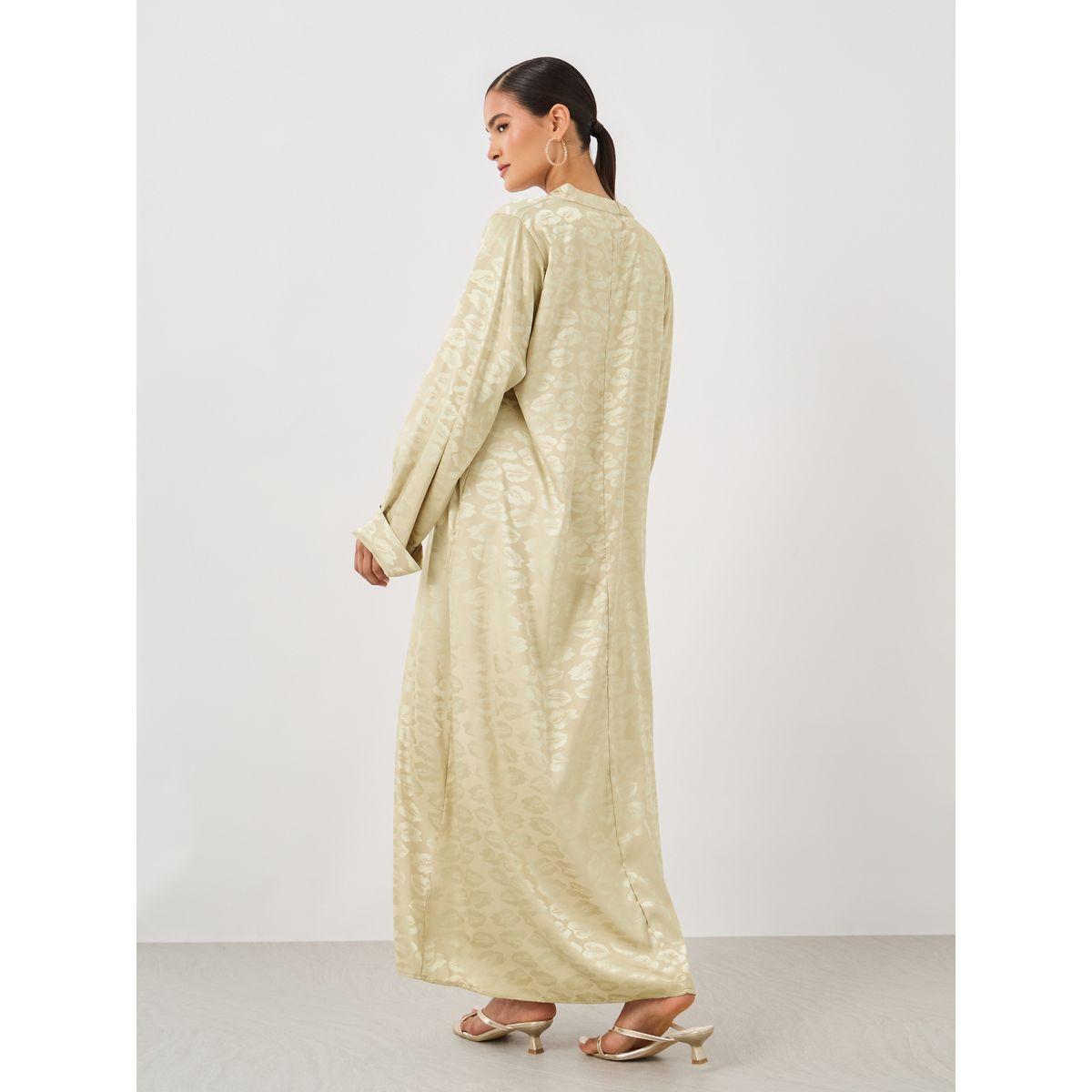 أميرة x ستايلي جلابية ساتان بتفاصيل جاكار وياقة قائمة-women-arabicclothing-jalabiyas-image-5