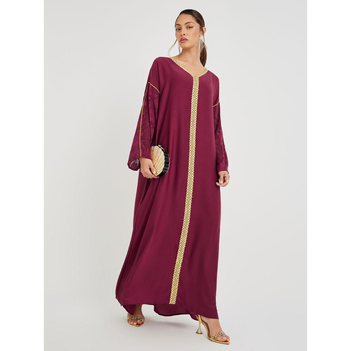 أميرة x ستايلي جلابية بتفاصيل دانتيل ونقشة براسو-women-arabicclothing-jalabiyas-image-1