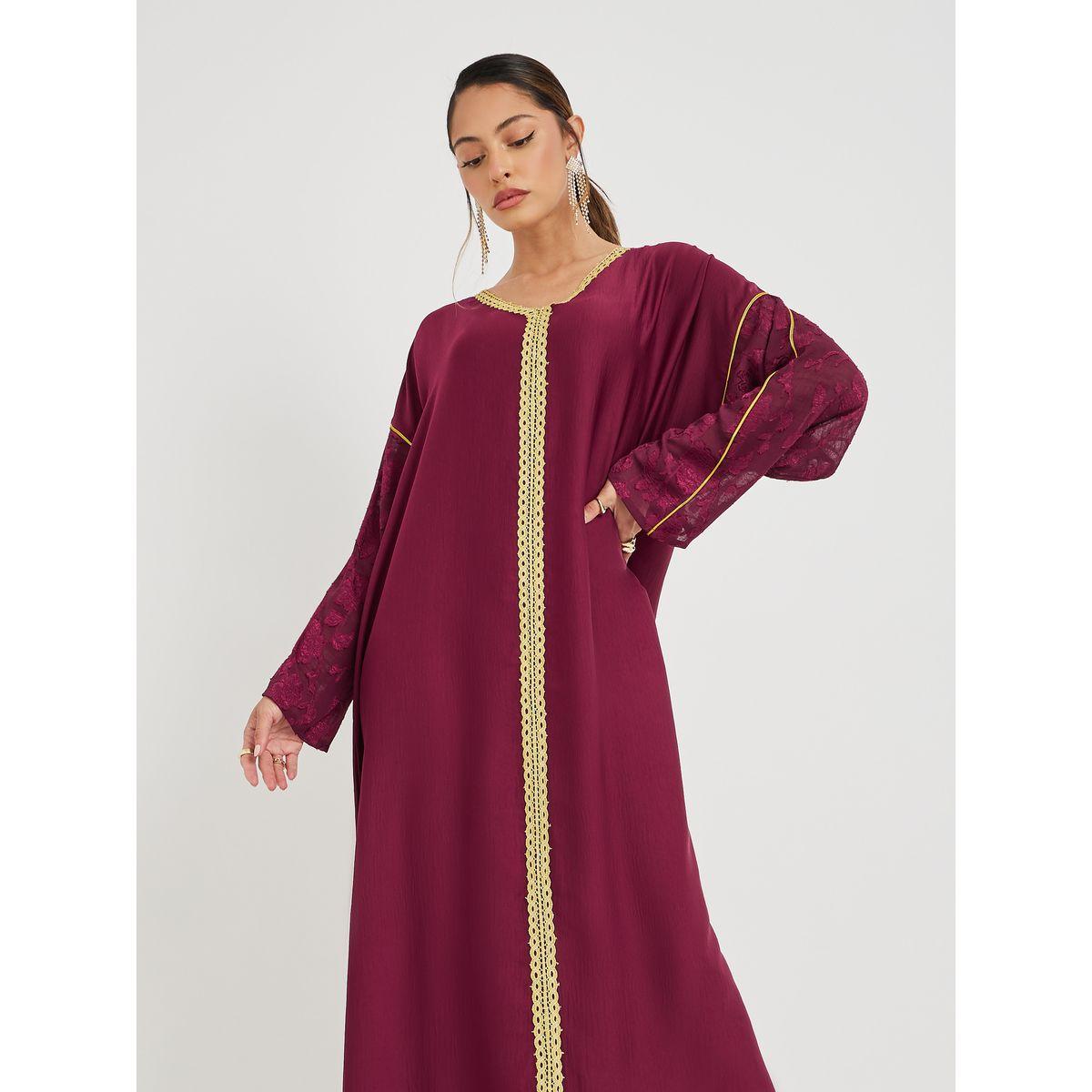 أميرة x ستايلي جلابية بتفاصيل دانتيل ونقشة براسو-women-arabicclothing-jalabiyas-image-2