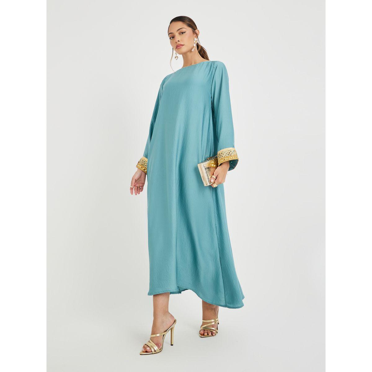 جلابية بتفاصيل دانتيل وأكمام واسعة-women-arabicclothing-jalabiyas-image-1