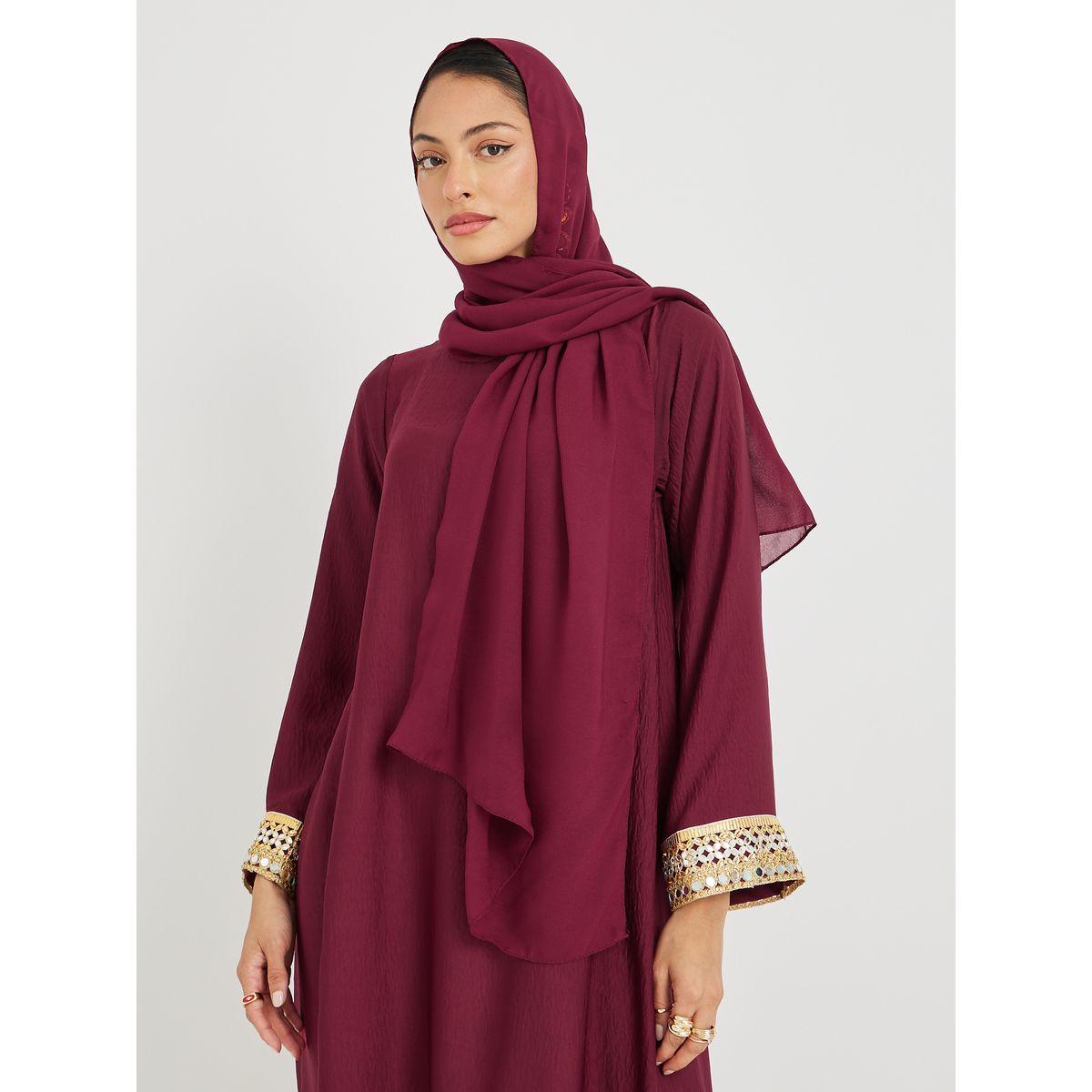 Styli Lace Trim Boat Neck A-Line Jalabyia-women-arabicclothing-jalabiyas-image-5