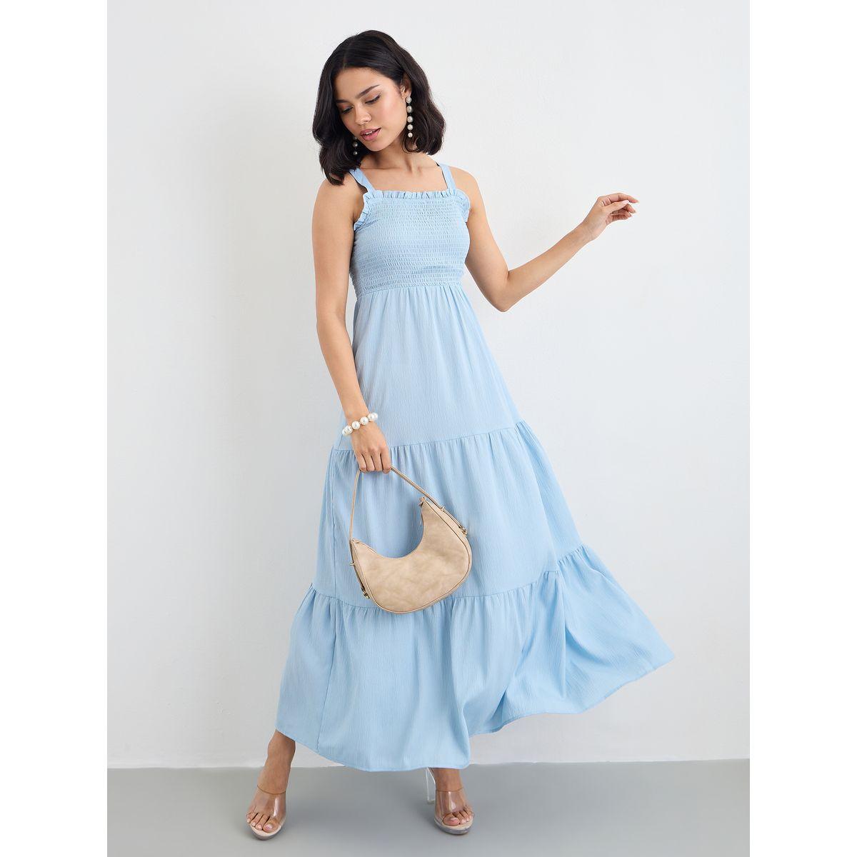 Styli Women Blue Sleeveless Tiered Maxi Dress-women-clothing-dresses-image-1