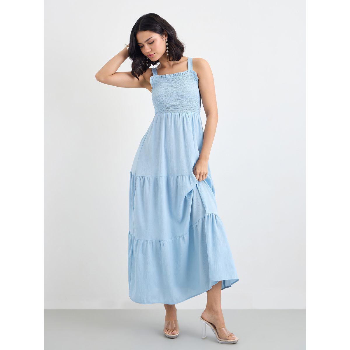 Styli Women Blue Sleeveless Tiered Maxi Dress-women-clothing-dresses-image-2