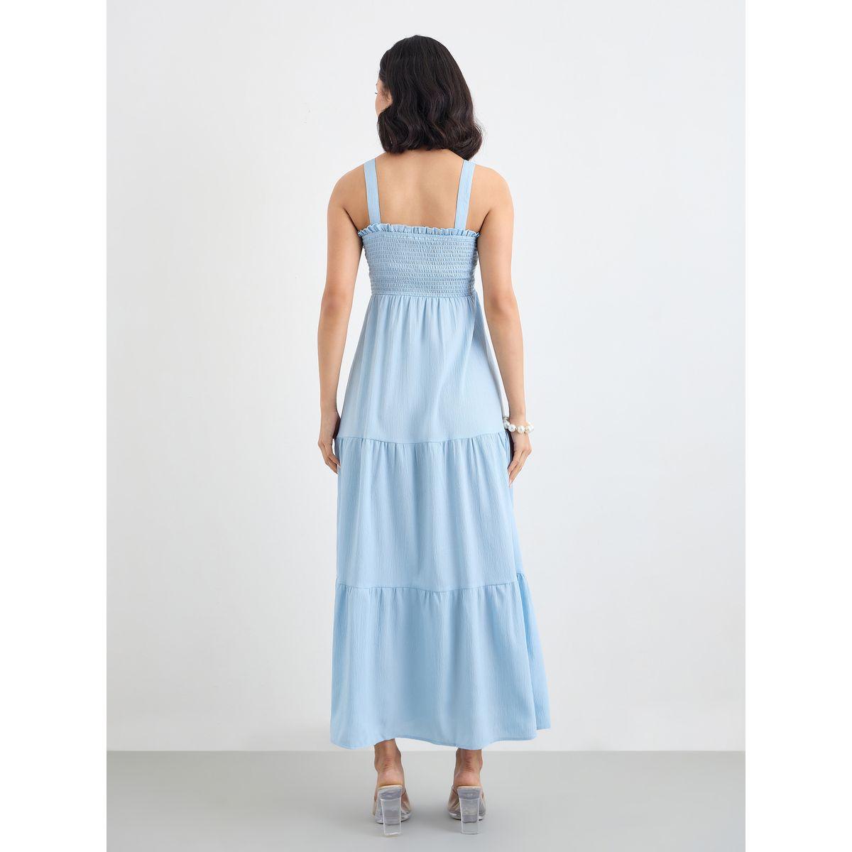 Styli Women Blue Sleeveless Tiered Maxi Dress-women-clothing-dresses-image-4