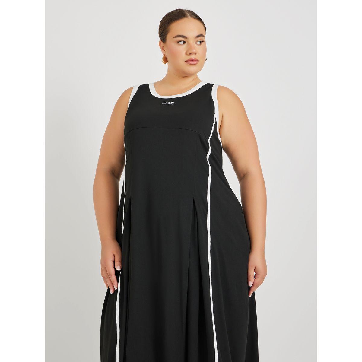 فستان ميدي بلا أكمام ومقاس كبير مع ياقة دائرية-women-clothing-dresses-image-3