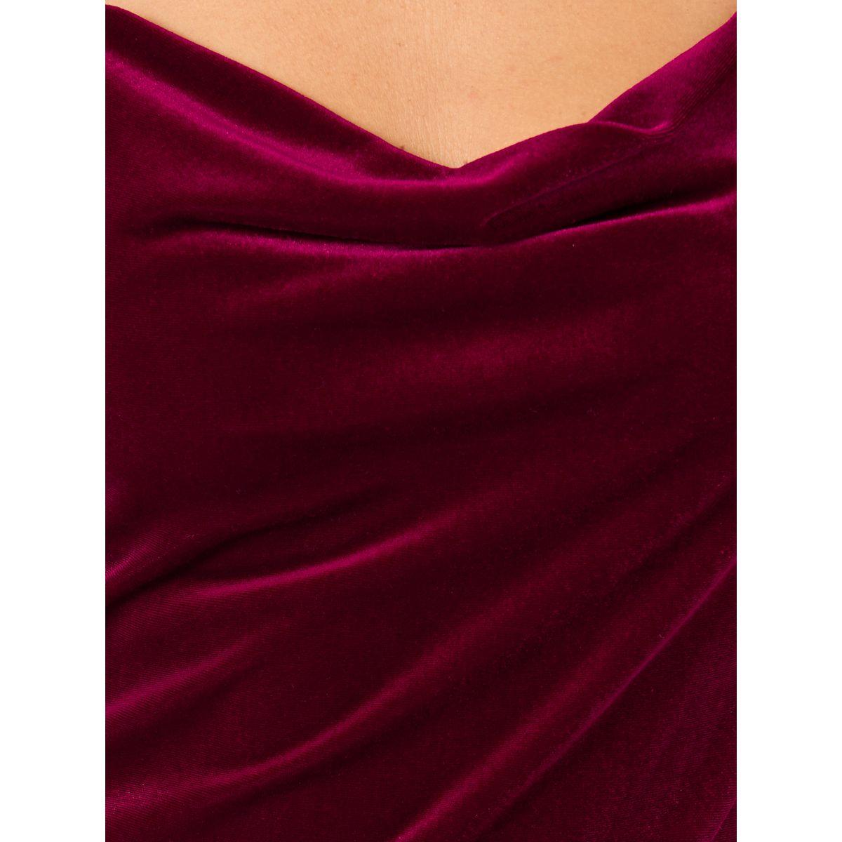 Styli Velvet Cowl Neck Slip with Side Thigh Slit-women-clothing-lingerie-babydollsandbodysuits-image-2