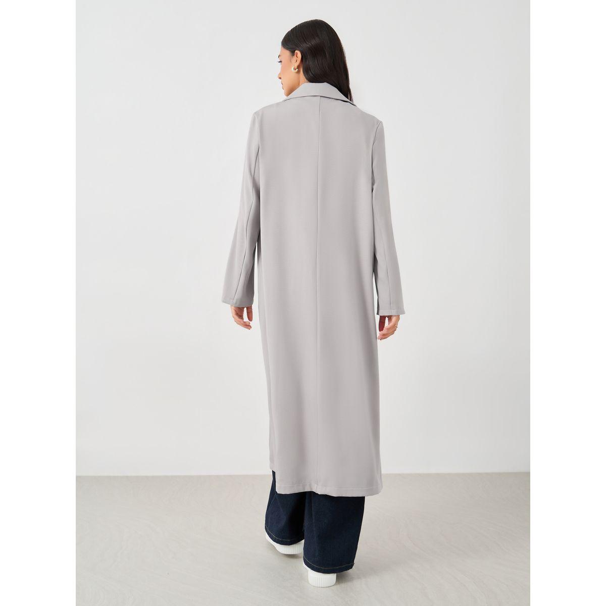 Styli Woven Notch Lapel Midi Kimono with Buttons-women-clothing-shirtsandblouses-shirts-image-4