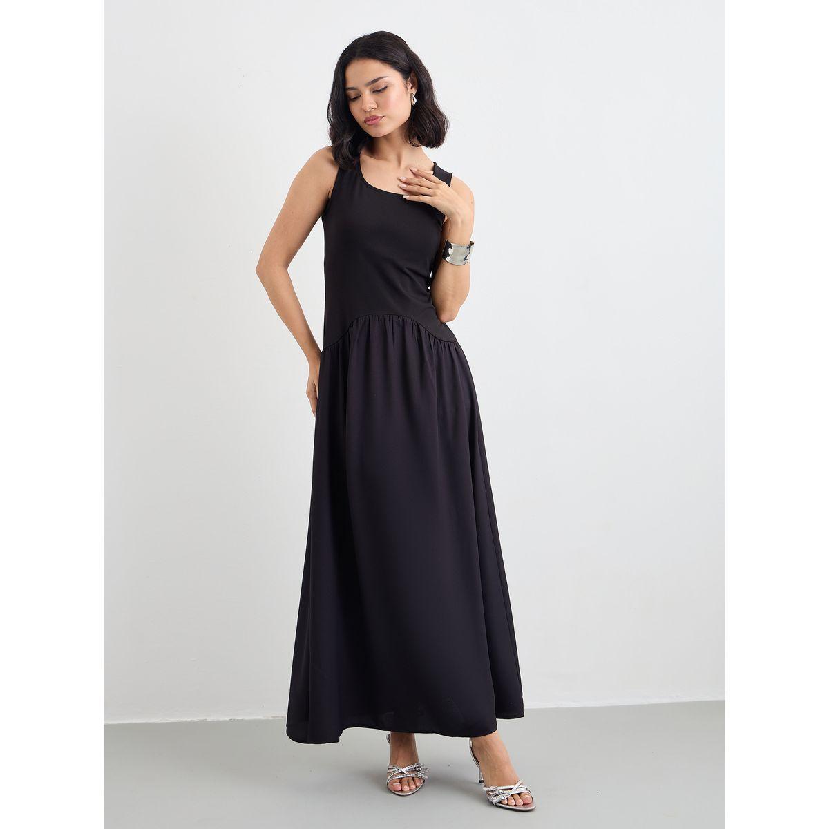 فستان طويل سادة بدون أكمام-women-clothing-dresses-image-2