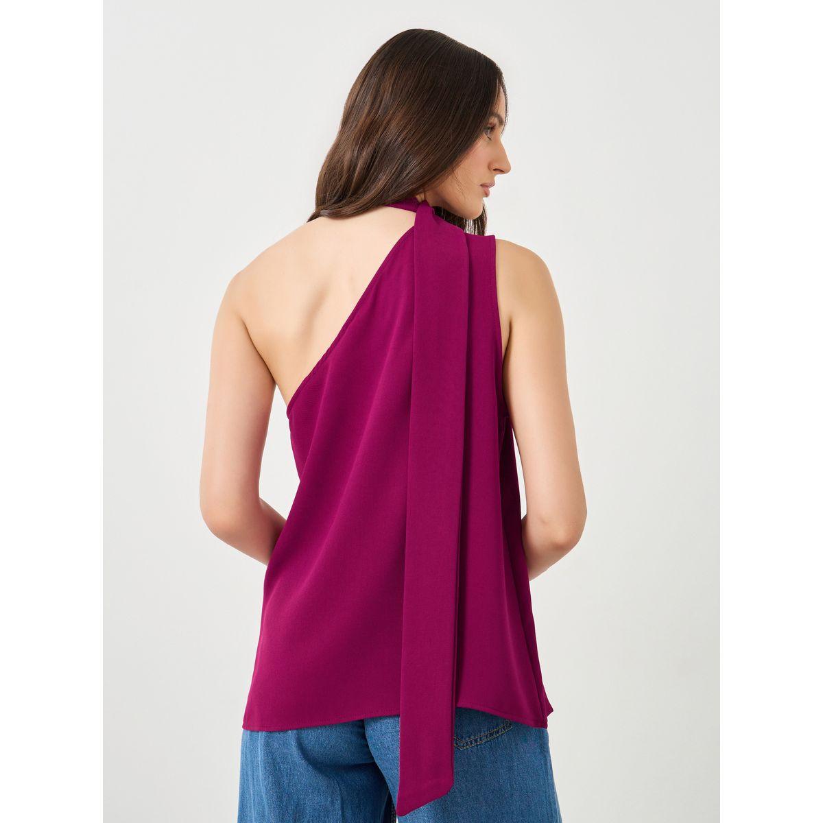 بلوزة بتفاصيل كتف واحد مع ياقة بربطة-women-clothing-shirtsandblouses-blouses-image-5