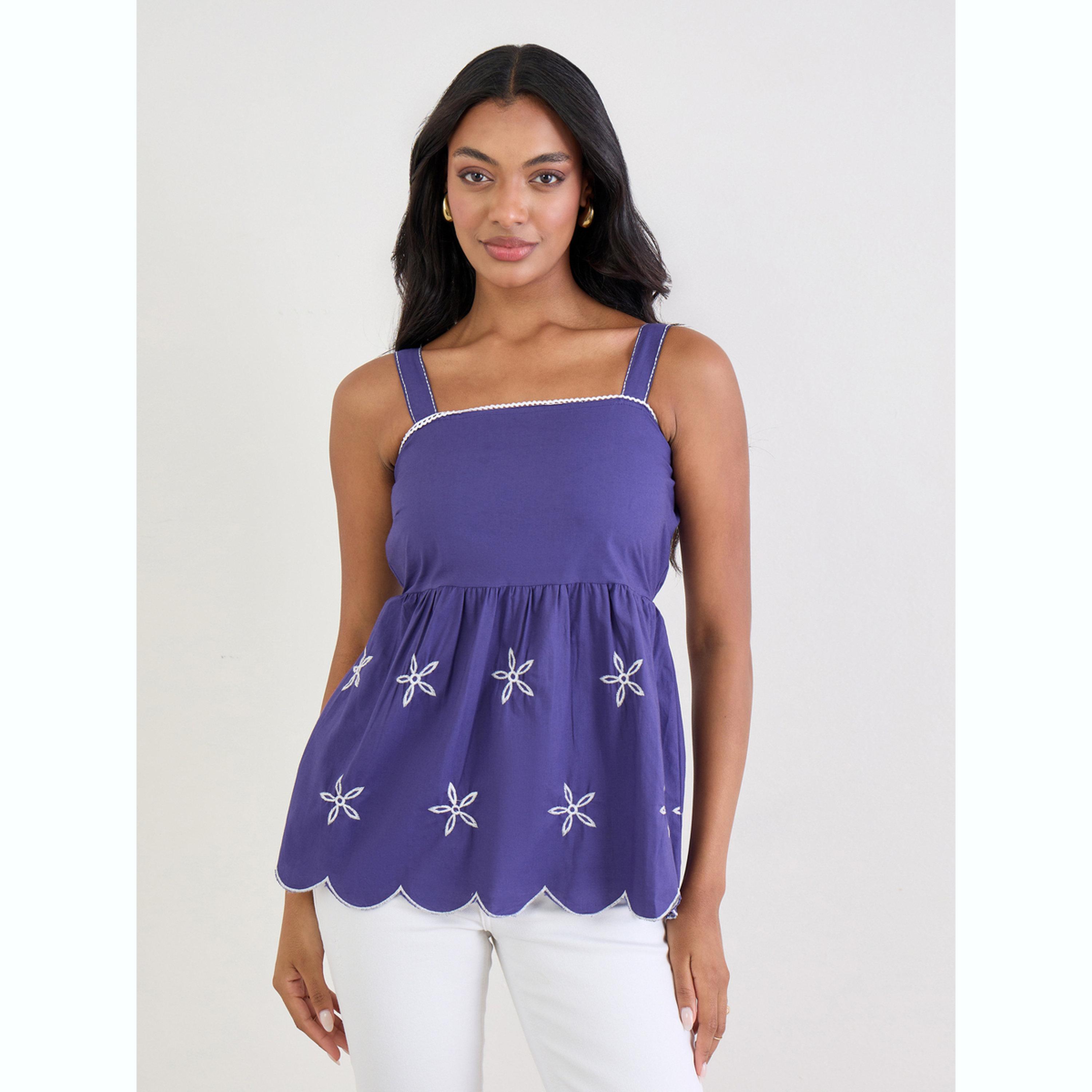 بلوزة كامي مطرزة بدون أكمام باللون الأزرق-women-clothing-shirtsandblouses-blouses-image-1