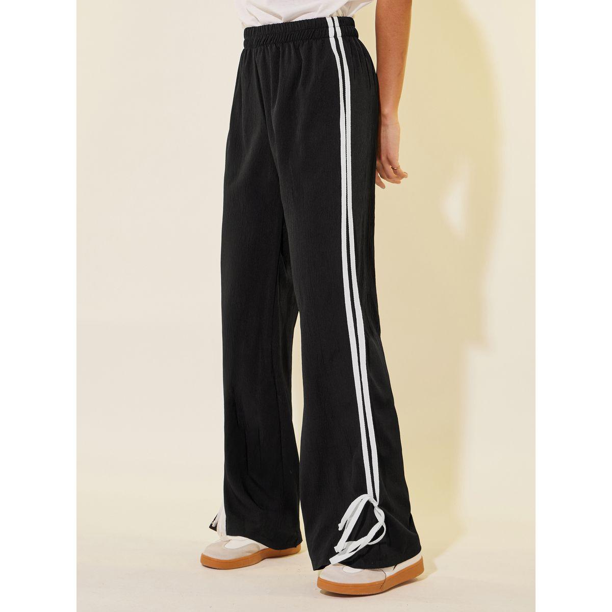 بنطال بأرجل واسعة ومزين بأربطة-women-clothing-bottoms-trousers-image-2