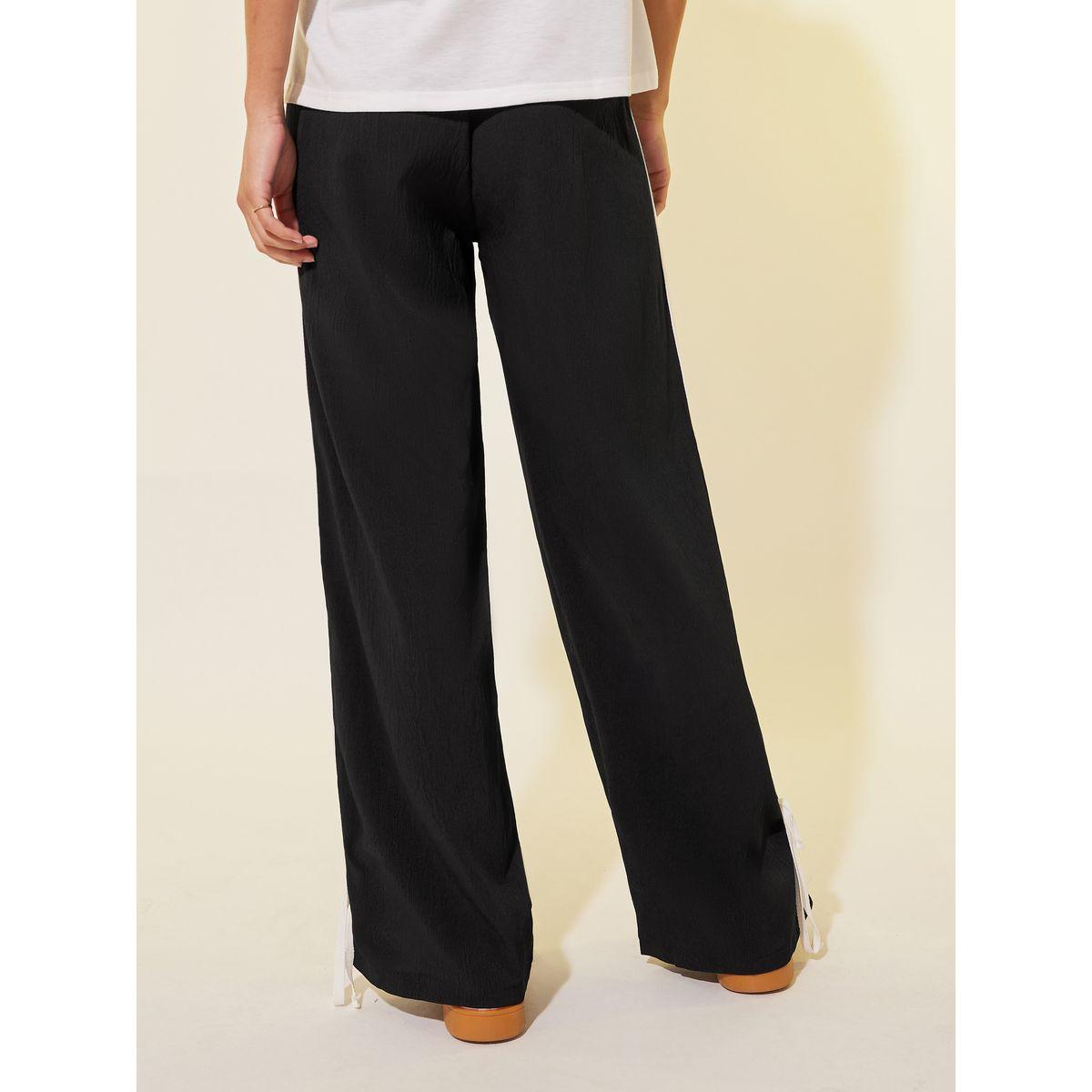 بنطال بأرجل واسعة ومزين بأربطة-women-clothing-bottoms-trousers-image-4