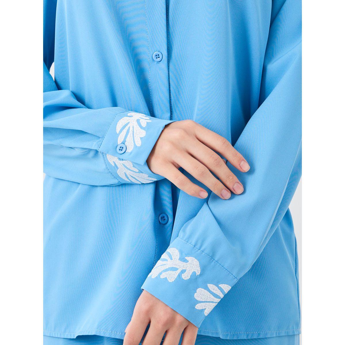 Styli Embroidered Spread Collar Shirt and Relaxed Fit Trousers Co-Ords-women-clothing-coordsets-image-3