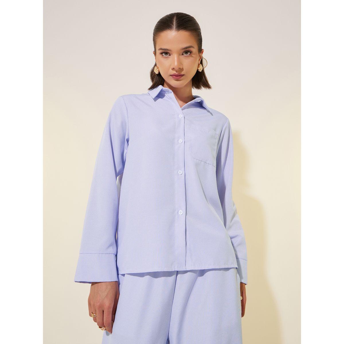 Styli Striped Long Sleeve Shirt and Pants Co-Ords-women-clothing-coordsets-image-3