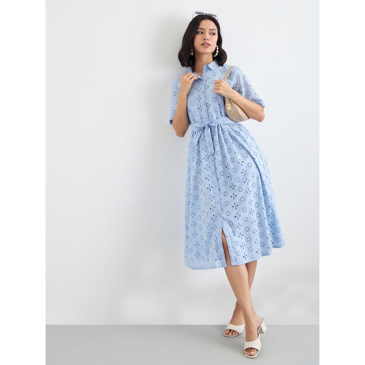 فستان ميدي شيفلي بتفاصيل ربطة خصر-women-clothing-dresses-image-1