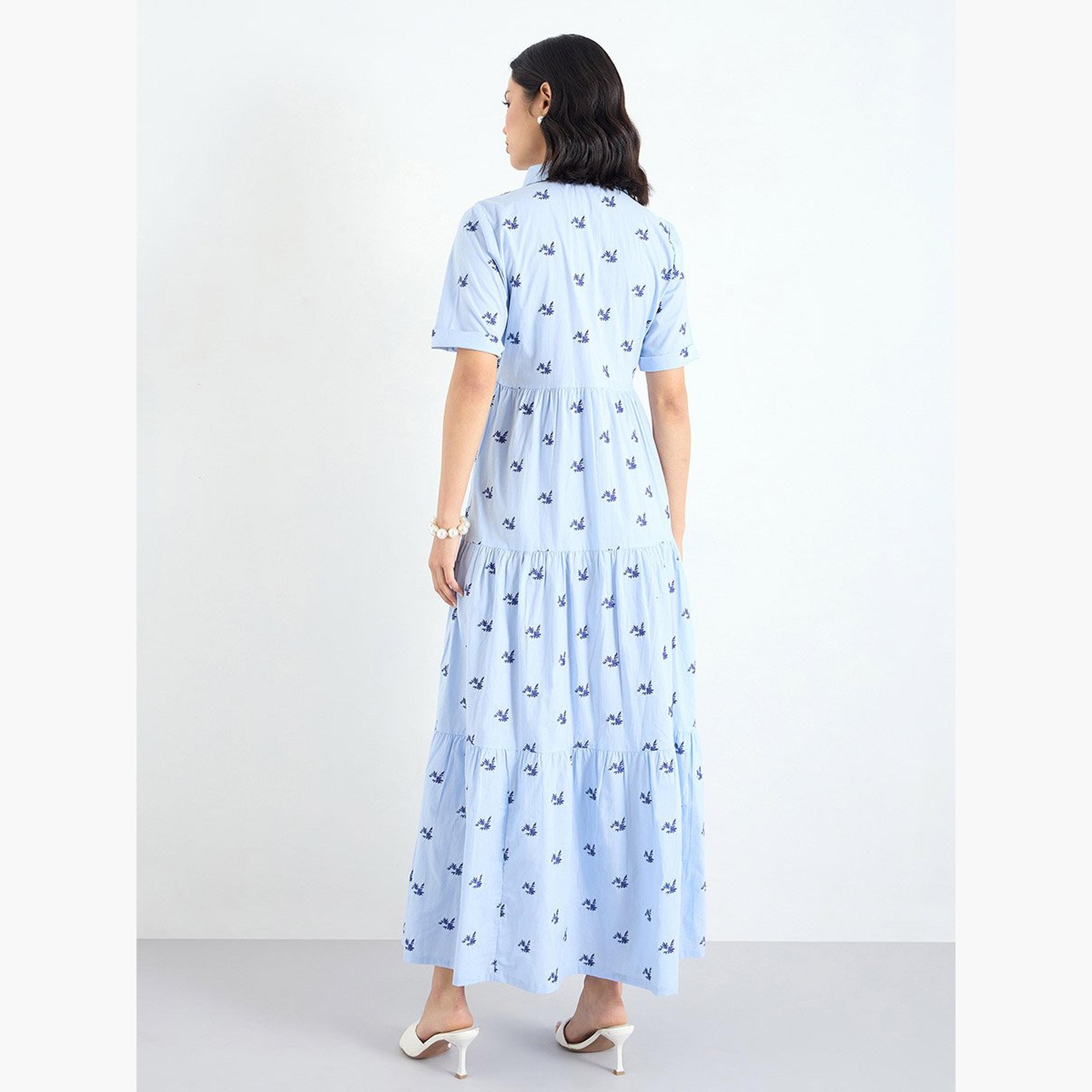 Styli Blue Embroidered Tiered Maxi Dress-women-clothing-dresses-image-5