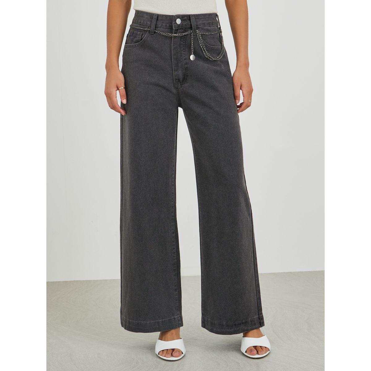 جينز سادة بأرجل واسعة مع حزام بنمط سلسلة-women-clothing-bottoms-jeans-image-2