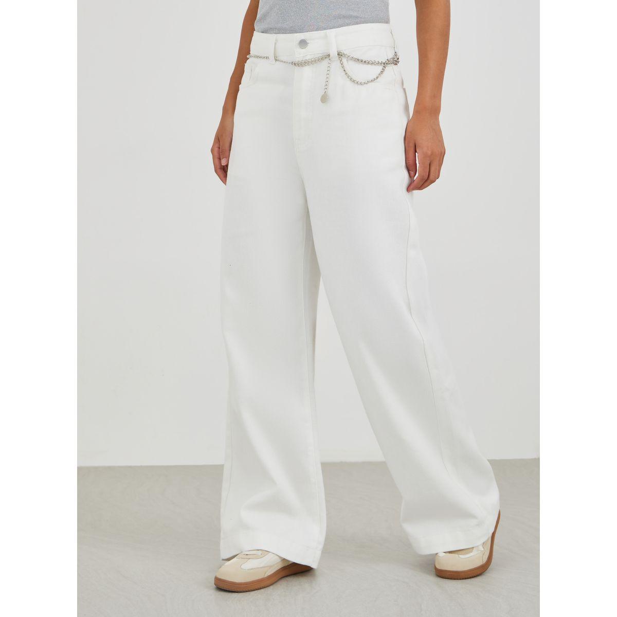 جينز سادة بأرجل واسعة مع حزام بنمط سلسلة-women-clothing-bottoms-jeans-image-2