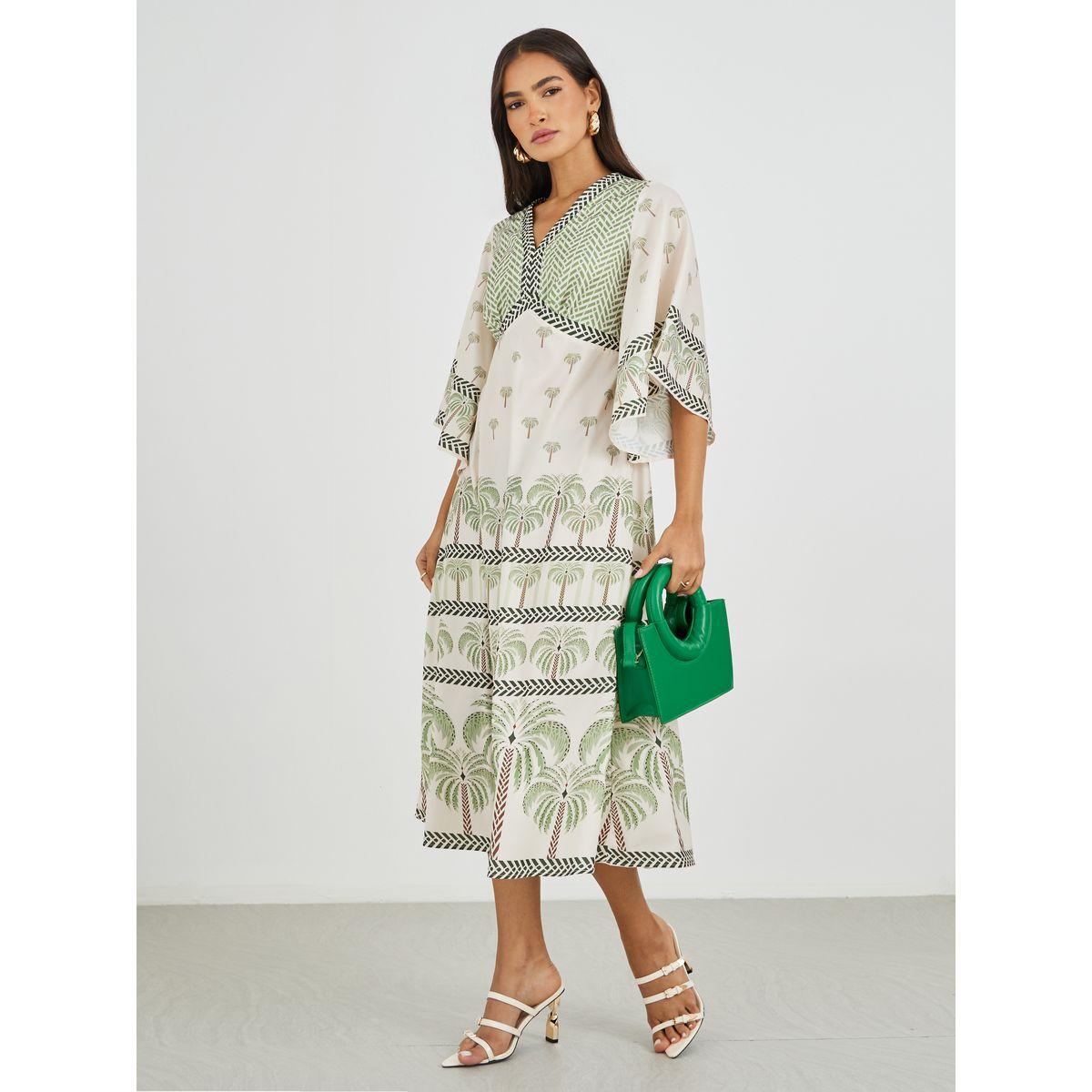 Styli Printed Batwing Sleeves A-Line Midi Dress-women-clothing-dresses-image-3