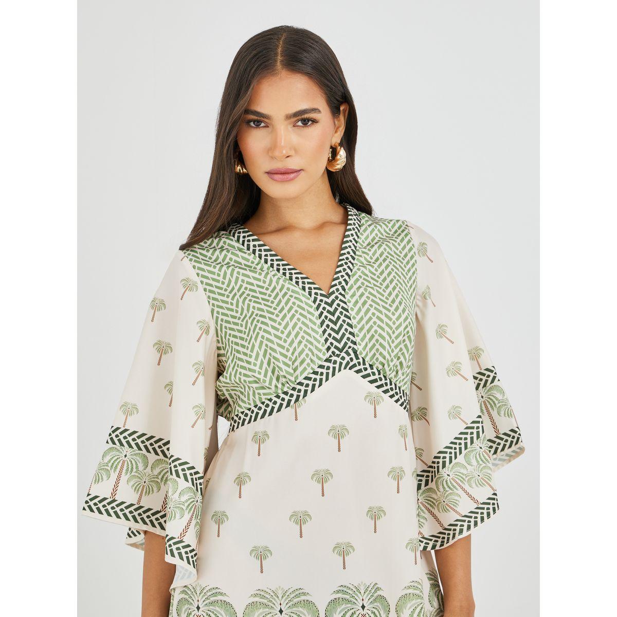 فستان ميدي بحافة واسعة وأكمام خفاش-women-clothing-dresses-image-4