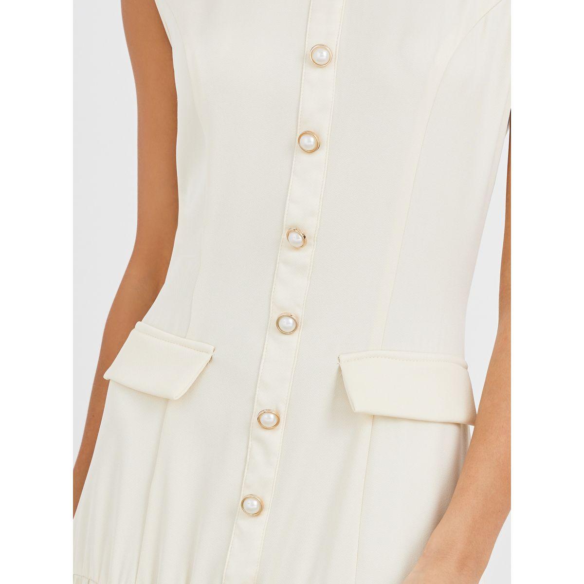 فستان طويل سادة بدون أكمام وتفاصيل كسرات-women-clothing-dresses-image-4