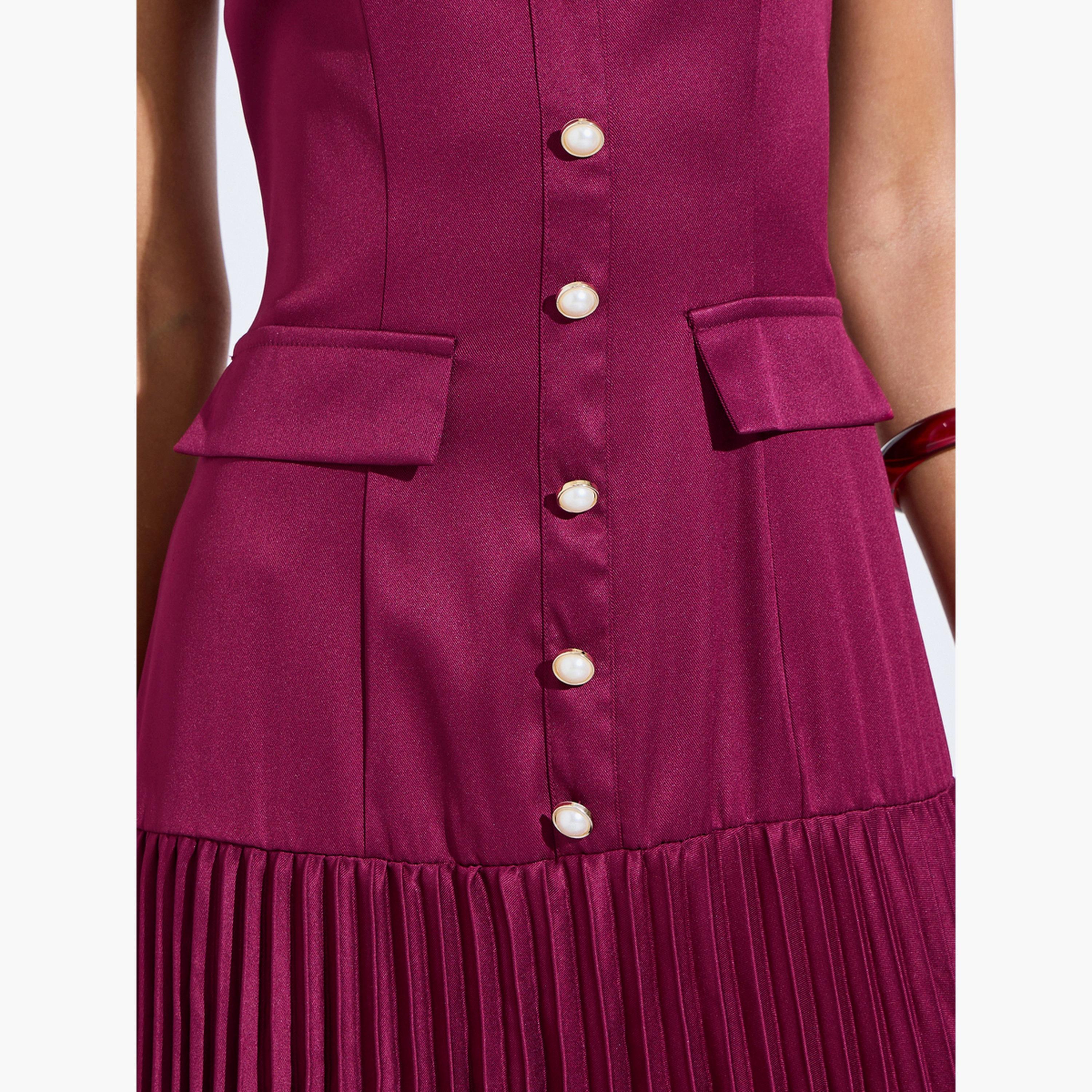 فستان طويل بحافة واسعة وبكسرات بلا أكمام-women-clothing-dresses-image-5