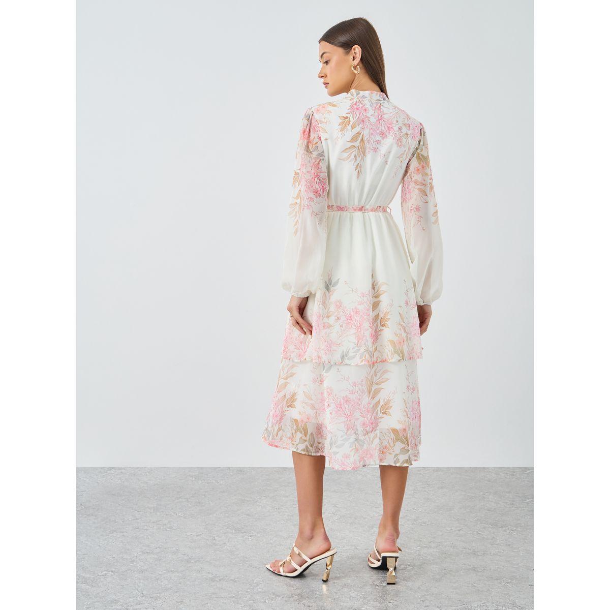 فتسان ميدي بفاصيل كسرات وطبعة زهور-women-clothing-dresses-image-5