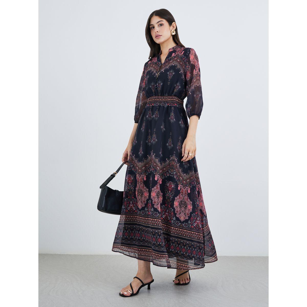 فستان طويل بطبعة زهور وأكمام مُكبلة-women-clothing-dresses-image-2