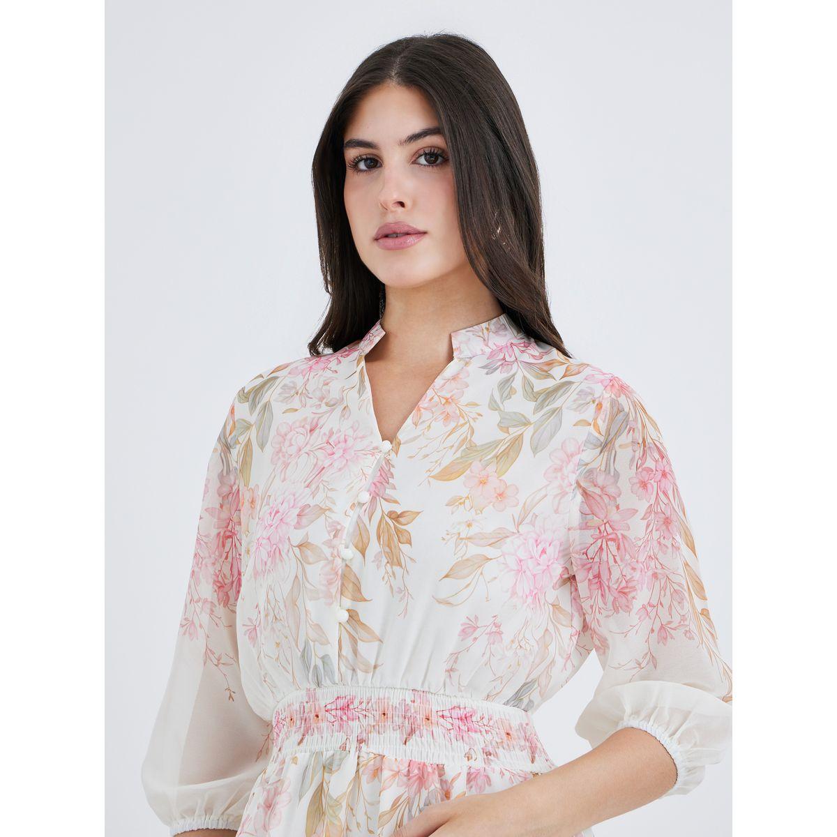 فستان طويل بطبعة زهور وأكمام بأساور-women-clothing-dresses-image-4