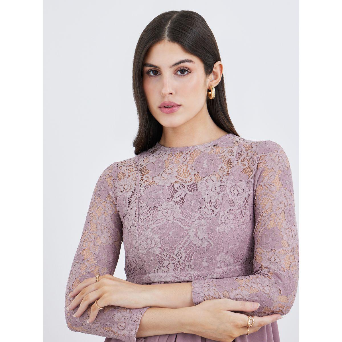 فستان طويل بتفاصيل دانتيل مع حافة واسعة-women-clothing-dresses-image-4