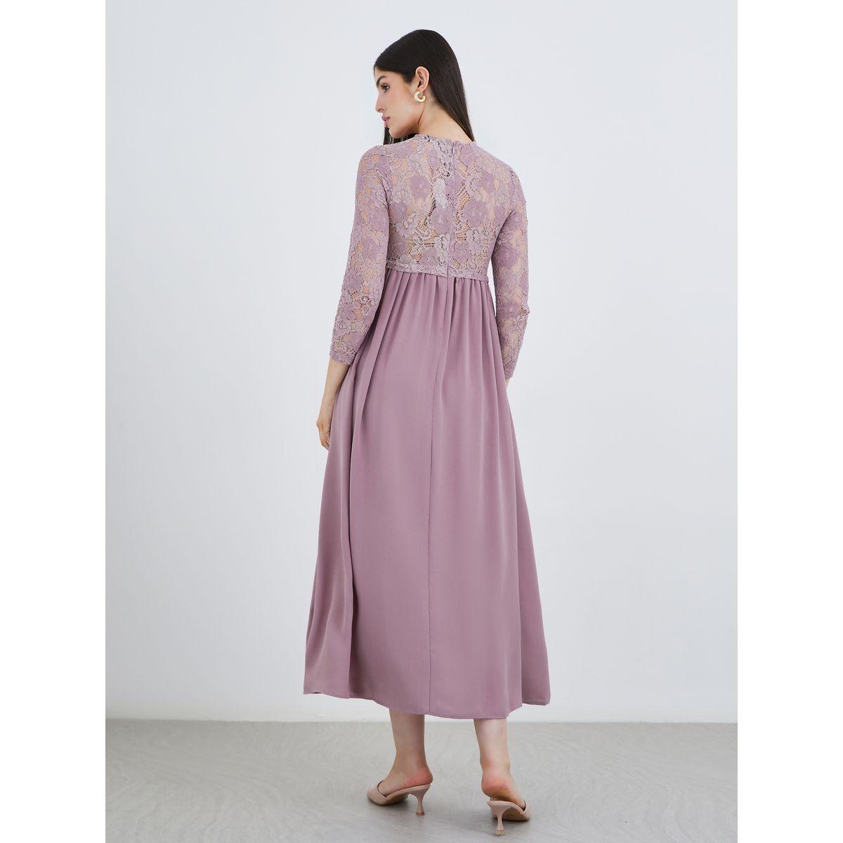 فستان طويل بتفاصيل دانتيل مع حافة واسعة-women-clothing-dresses-image-5