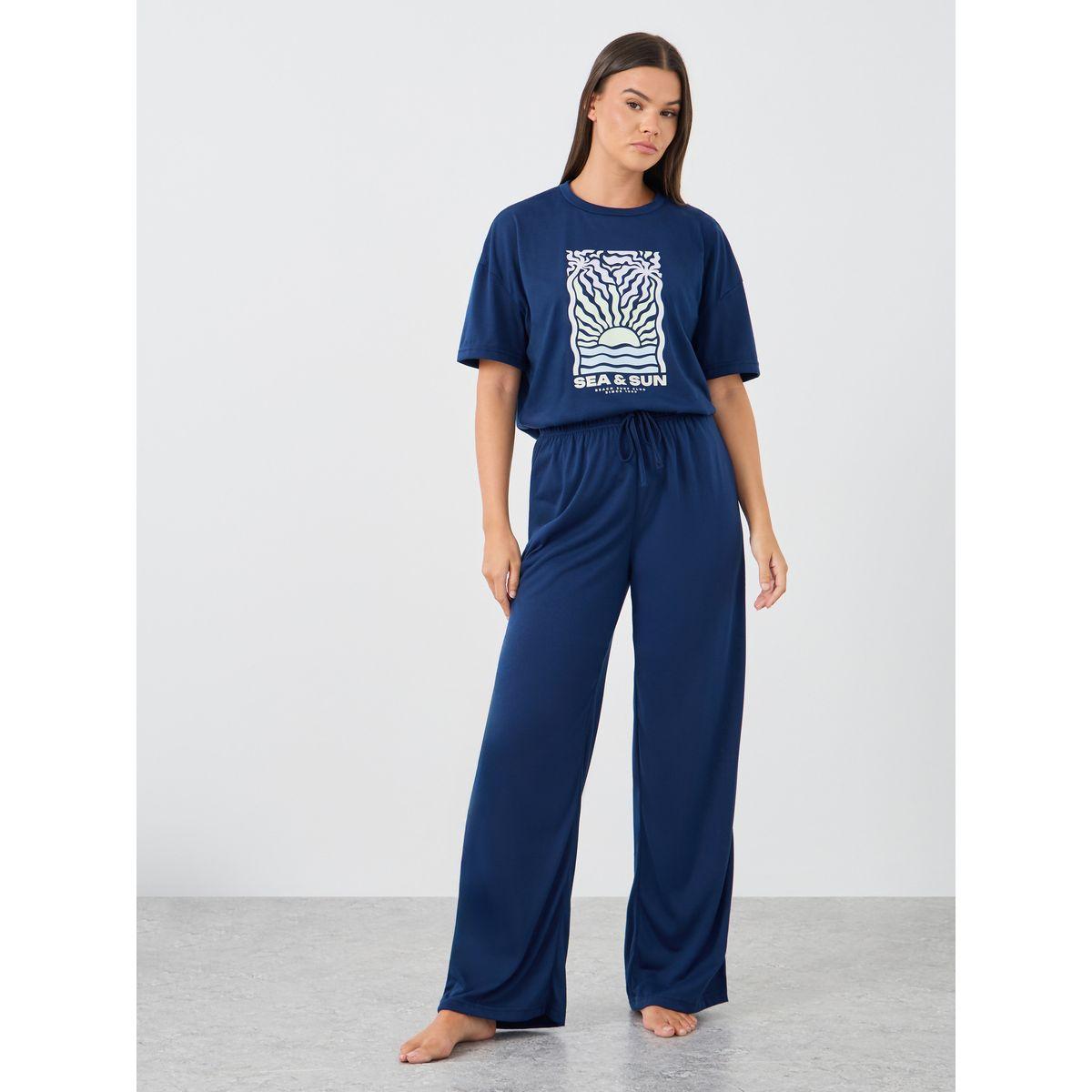 Styli Graphic Print Round Neck T-Shirt and Pyjama Set-women-clothing-nightwear-pyjamas-longsets-image-4