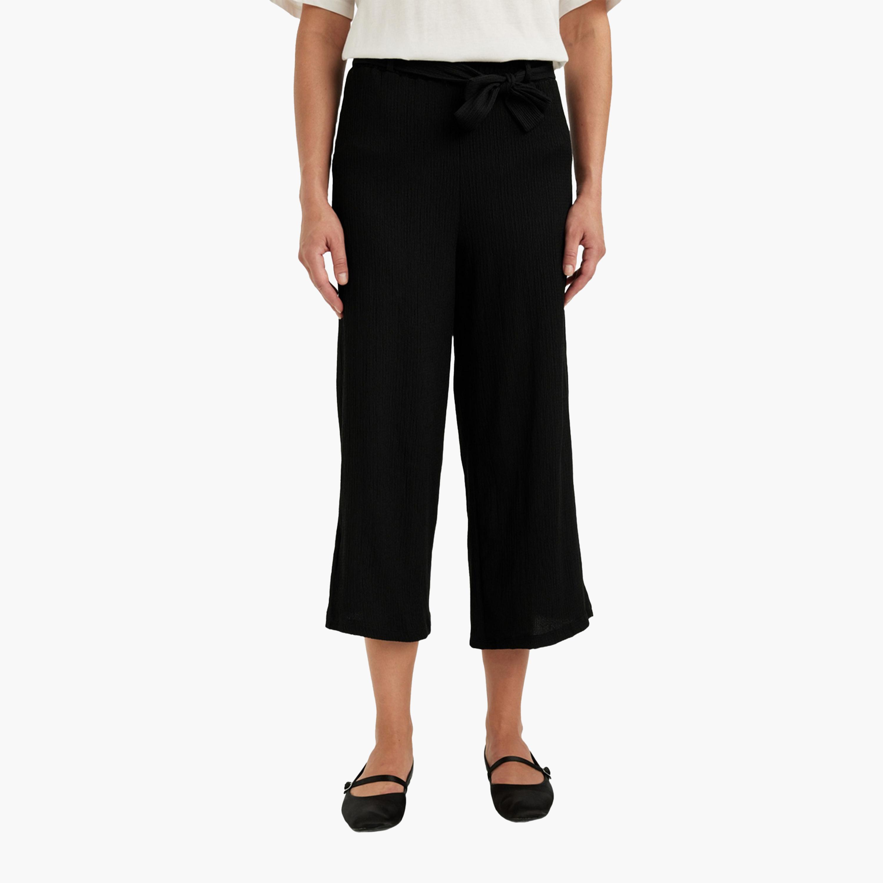 DeFacto X Styli Regular Fit Black Ribbed Pant-women-clothing-bottoms-trousers-image-1