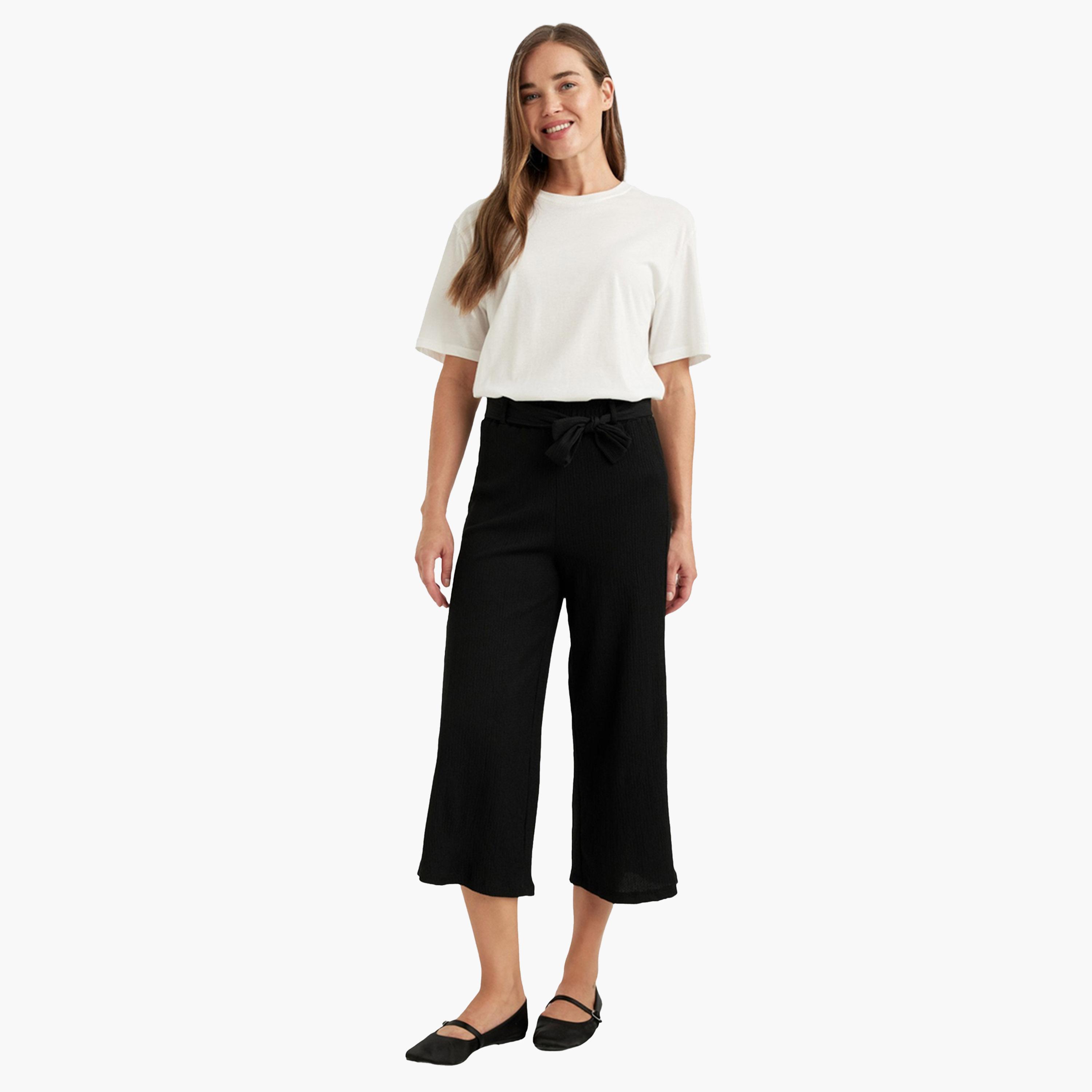 DeFacto X Styli Regular Fit Black Ribbed Pant-women-clothing-bottoms-trousers-image-2