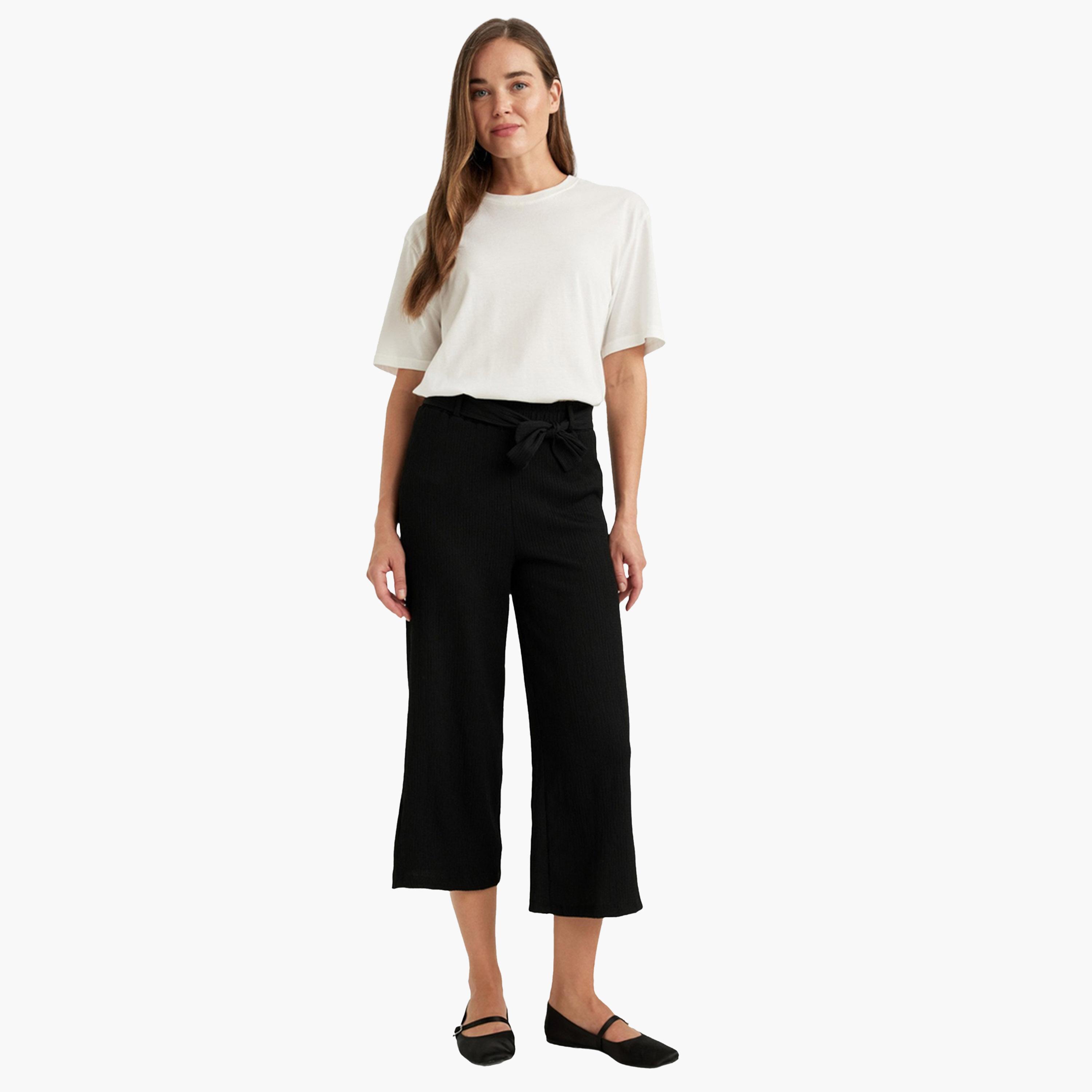 DeFacto X Styli Regular Fit Black Ribbed Pant-women-clothing-bottoms-trousers-image-4
